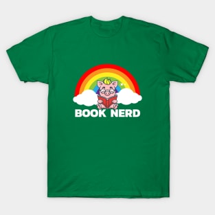 Nerd Book Pig Reading a Book in the Rainbow T-Shirt